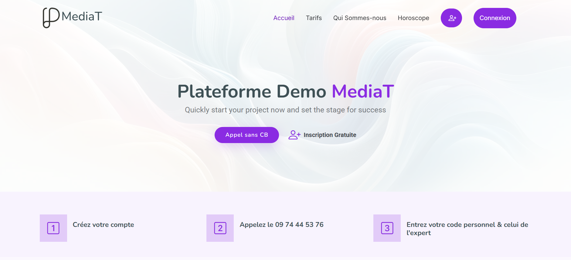 Plateforme téléphonique web - Interface paiement CB et mise en relation